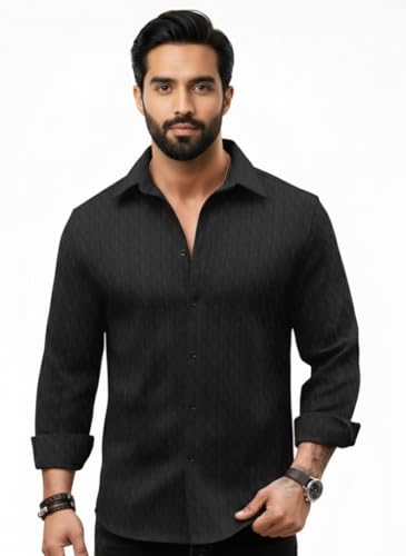 Image of Amazon Brand - INKAST Men's Regular Fit Button Down Dress Shirts Textured Long Sleeve Casual Hawaiian Shirt
