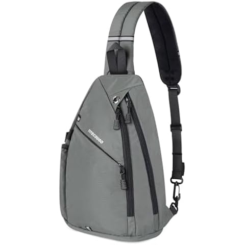 TITECOUGO Sling Backpack Travel Shoulder Bag Lightweight Chest Daypack One Strap Crossbody Bags Camp Day Packs for Women and Men Hiking Accessories Large Gray Cover