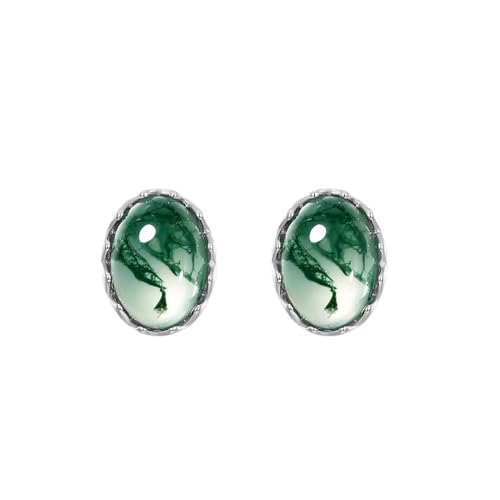 Boucles d'oreilles Agate Mousse pour femmes bijoux à clous argent sterling