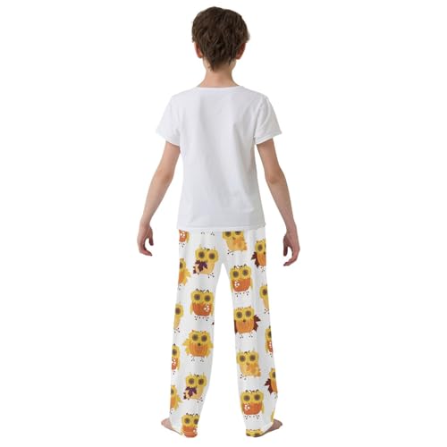 Owl Sunflower Glasses Boys Long Pants Soft Trousers Elastic Waist Kids Lounge Bottoms with Pockets S-XL3