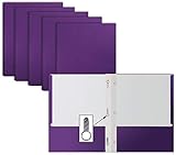 Purple Paper 2 Pocket Folders with Prongs, 50 Pack, by Better Office Products, Matte Texture, Letter...