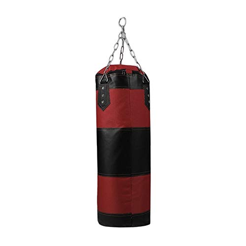 ClookYuan 70cm sandbag EMPTY Training Fitness MMA Boxing Bag Hook Hanging Kick Fight Bag Sand Punch Punching Bag Sandbag Red&Black