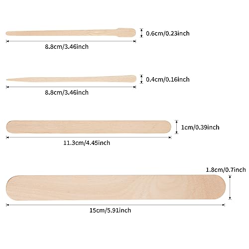 4 Style 1000 Pcs Waxing Sticks Assorted Wax Applicator Sticks for Body Legs Face with Small Medium Large Sizes Wood Popsicle Sticks for Waxing Or Wood Craft Sticks