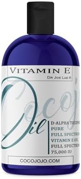 Dr Joe Lab Vitamin E Oil – Pure & Undiluted, Full Spectrum, D-Alpha Tocopherol, 75,000 IU – 8 oz – for Skin, Hair, Nails, Body Care Hydrating Rejuvenating – Packaging May Vary