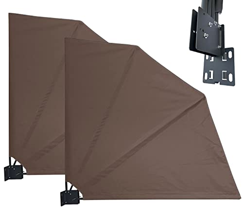 QUICK STAR 2 Stück Sichtschutz Fächer 140x140cm Easy Mount Taupe Balkon Trennwand Windschutz Sonnenschutz