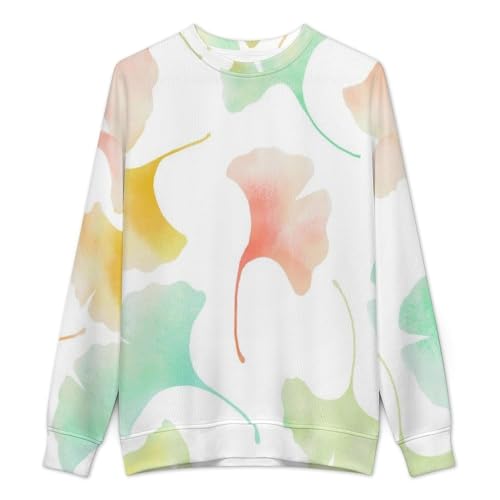 MoBlinko Mens Crewneck Sweater Colorful Tropical Leaves Mens Sweater Sweaters for Men Long Sleeve Lightweight Pullover2