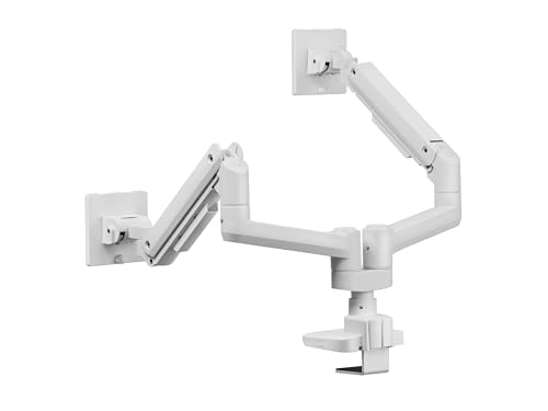 Bras double écran blanc de 17 à 35 pouces Equip 650183 avec fixation de table robuste - 3