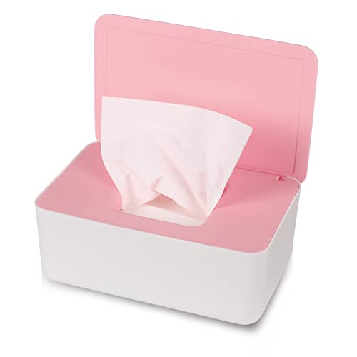 Image of NOVWANG Wipes Dispenser, Baby Wipe Holder, Keeps Wipes Fresh, Refillable Wipe Container Baby Wipes Case for Bathroom Wipes Pouch Case, Pink