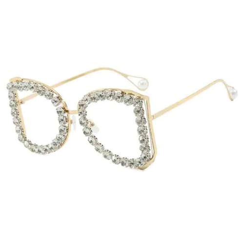 Lunettes de soleil pour femmes à monture large et style diamant UV400