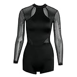 Double Platinum Womens Performance Mesh Long Sleeve Shorty Unitard Black XS N7665