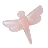Artistone Rose Quartz Dragonfly Statue Healing Crystals Hand Carved Cute Animal Figurine, Worry Stone for Anxiety Relif Home Desk Decor Wall Decoration