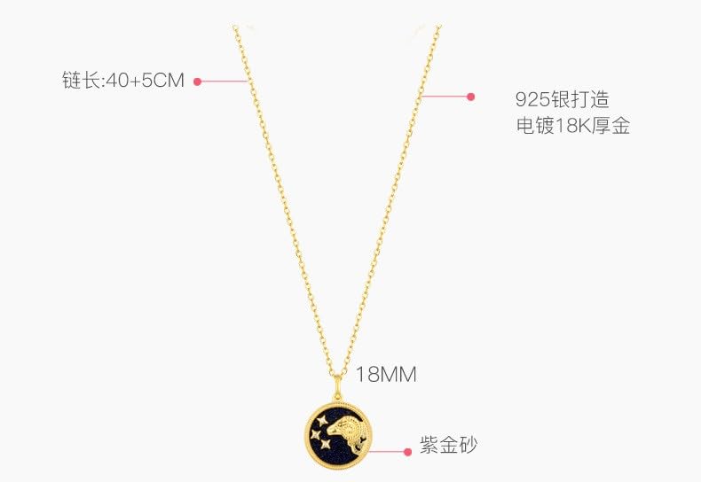 Pendentif colliers douze constellations or pour bijoux femmes