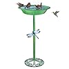 Bird Baths for Outdoors 12 Inch Outdoor Garden Bird Feeder Metal Birdbath for Backyard Birding Freestanding for Garden Yard and Lawn Decoration Green
