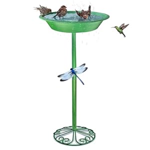 Bird Baths for Outdoors 12 Inch Outdoor Garden Bird Feeder Metal Birdbath for Backyard Birding Freestanding for Garden Yard and Lawn Decoration-Green Bird Baths for Outdoors 12 Inch Outdoor Garden Bird Feeder Metal Birdbath for Backyard Birding Freestanding for Garden Yard and Lawn Decoration Green