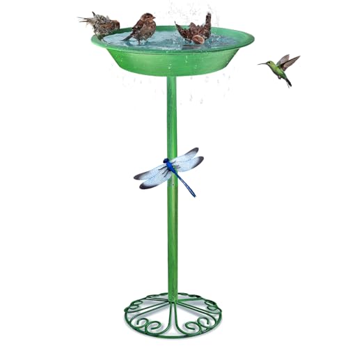 Bird-Baths-for-Outdoors-12-Inch-Outdoor-Garden-Bird-Feeder-Metal-Birdbath-for-Backyard-Birding-Freestanding-for-Garden-Yard-and-Lawn-Decoration-Green Bird Baths for Outdoors 12 Inch Outdoor Garden Bird Feeder Metal Birdbath for Backyard Birding Freestanding for Garden Yard and Lawn Decoration Green