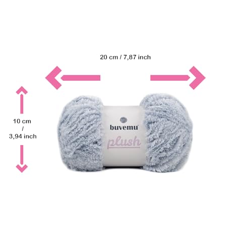 Image of Plush Faux Fur Bulky Yarn, Super Soft Fluffy Fuzzy for Knitting Crocheting Crafting, 100 Gram (3.53 Ounces) 109 Yards (100 Meters) (Light Gray) (3 Skeins)