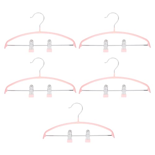 RUNROTOO 5 Piezas Perchas Infantiles de PVC Antiadherentes Clips Ajustables para Faldas Cortas y Bustos, Color Rosa, Multifuncionales para Secado y Almacenamiento Fácil