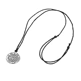 OMOONS Étoile mystérieuse motif rond Double face collier porte-bonheur étoile à cinq branches étoile à cinq branches rétro hommes et femmes pendentif