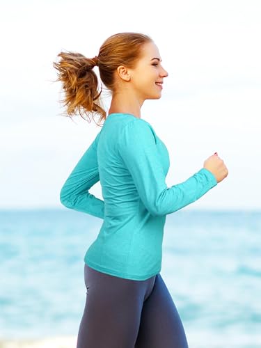 Uratot Women'S Dry-Fit Shirts Long-Sleeve Tops V-Neck Athletic Workout Shirt Stretch Moisture Wicking Running Sports Top thumb #4
