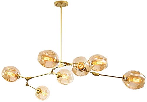 AMNOUR Chandelier E27 Nordic Glass Ball Chandelier Adjustable Height,Matte Black Sputnik Chandelier,E26 Metal Hand Blow Branches Pendant Light,79" Mid Century Globe Light Fixtures