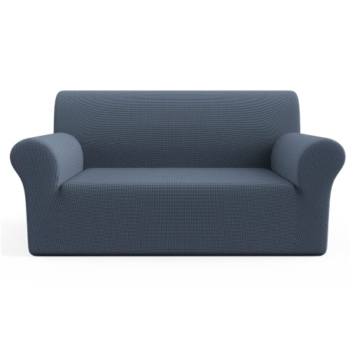 Yidaxing Funda de Sofá Antideslizante Funda de Sofá Elástica Funda Jacquard Poliéster Funda Cubre Muebles Sofá Lavable Antiarrugas (2 Plazas, Gris Oscuro)