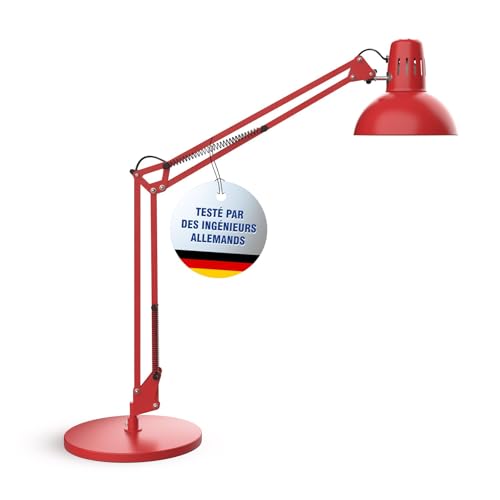 MAUL Lampe de bureau MAULstudy rouge E27 articulée métal