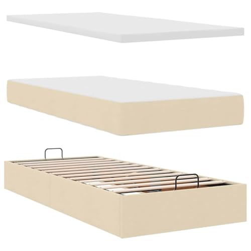 metallbett bettgestell Bed bettrahmenOttoman-Bett mit Matratzen & LEDs Dunkelgrün 180x200 cm SamtGeeignet für Schlafzimmer – Bild 8