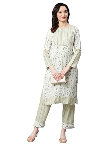 Image of GRECIILOOKS Women's Cotton Blend Regular Kurti Set