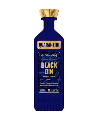 Quarantini Black Gin (500 ml) | Schwarzer Premium Gin 42% Vol. mit hochwertigen fruchtigen Botanicals aus Papaya & Bergamotte | Ideal als Geschenk