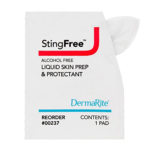 DermaRite\'s StingFree, Liquid Skin Prep & Shield - Alcohol-Free Wipes, Shields from Body Fluids, Adhesives and Friction - Individually Wrapped, 50 Wipes, 1 Pack