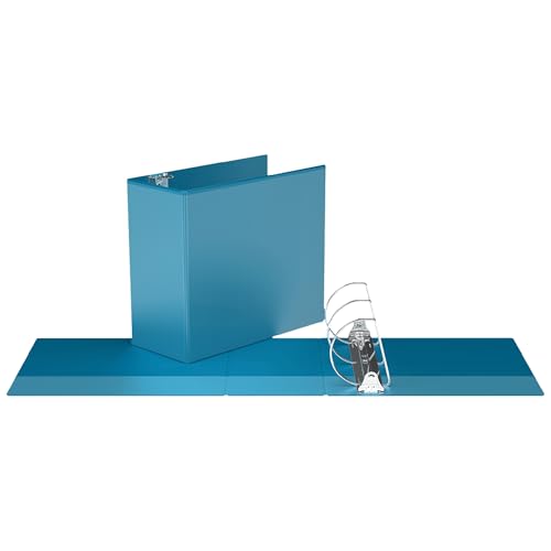 Easyview Premium Angled D-Ring 5-Inch Binders with Clear-View Covers, Customizable 3-Ring Binders for School, Office, or Home, Pack of 1, Turquoise Blue by Davis Group - Used condition - CA$7.89
