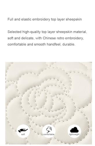 Genuine Leather Women's Bag Camellia Shoulder Bag Lambskin Chain Purse Handbag4