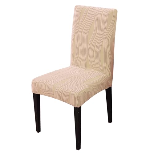 Image of HOKIPO 200 GSM Stretchable Knitting Jacquard Chair Cover Set of 1,'Nestiva Series' Blush Beige (AR-6072-BGE)