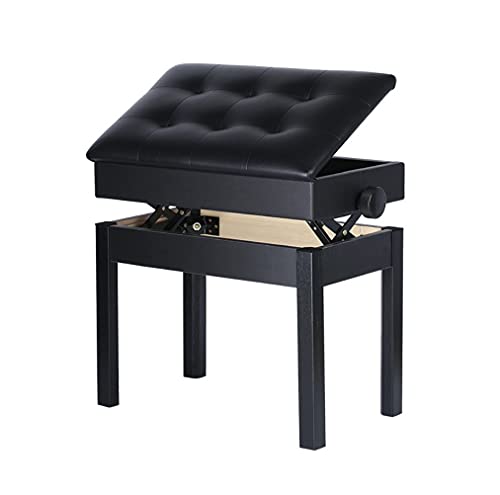 【LifeRed】 ピアノ椅子 キーボードベンチ 楽譜収納付き ＜高さ調整可能 無段階ネジ式昇降＞ ピアノ 椅子 イス (ブラック, 収納付き)