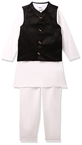 Image of Amazon Brand - Jam & Honey Cotton Boy Festive Nehru Jacket, Kurta And Pyjama Set Which Is Both Comfortable And Stylish