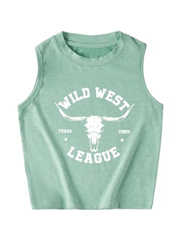 Girl's Cowgirl Bull Head Graphic Tank Top Vintage Western Rodeo Graphic Shirt