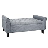 Babion Storage Ottoman Bench with Arms, End of Bed Bench for Bedroom, Button Tufted Storage Bench for Entryway, Living Room,Hallway, Large Storage Bench Foot Rest (Dark Grey)