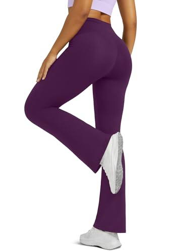 Image of Flare Leggings for Women Yoga Pants with Pockets High Waisted Crossover Flare Yoga Pants Bootcut Yoga Leggings