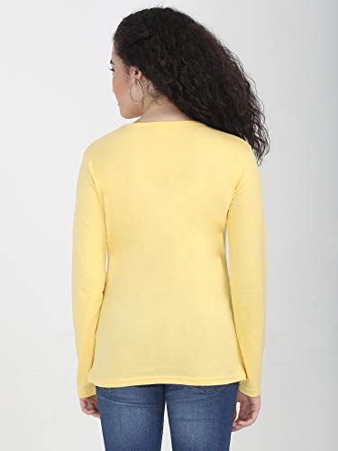 Image of FLEXIMAA Women's Cotton Plain V Neck Full Sleeve T-Shirt