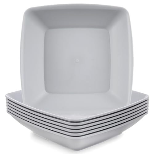 orion group Lot de 6 assiettes creuses en plastique gris, 17,5 cm, 500 ml.