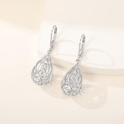 Celtic Earrings Sterling Silver Religious Irish Celtic Knot Teardrop Dangles Jewelry Baptism Gifts for Women Wife Friends4