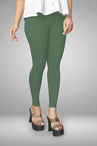 Image of Women's Cotton Skinny Leggings with Ankle Length Solid Pattern Mid Rise and Elastic Closure | Cotton Skinny Leggings for Womens