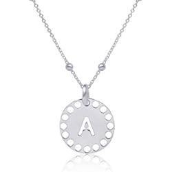 Medallas Con Iniciales De Plata WANDA PLATA Collar Colgante Letra Inicial para Mujer, Chica Joven Plata de Ley 925 con cadena de 45 cm en Caja de Regalo (A)