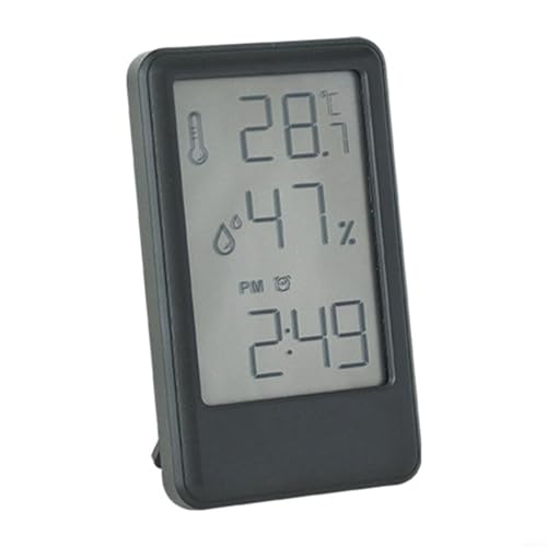 Heimthermometer Digitales Thermometer Hygrometer Temperatur Innen Außen LCD Luftfeuchtigkeitsmesser, 12/24 Stunden Digitaluhr, für Büro, Wohnzimmer, Küche – Bild 3