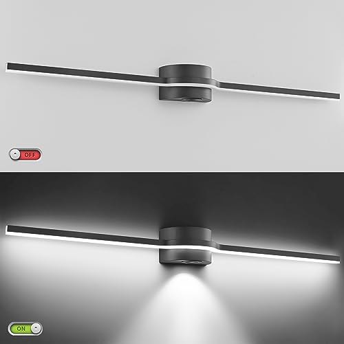 Image of SOLFART LED Vanity Lights Bathroom Light Fixtures Black Bathroom Lights Vanity Lighting Fixtures 3 Color Temperature Dimmable 48 Inch Wall Light Fixture BK-3C