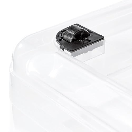 keeeper Aufbewahrungsbox mit Rollen, Deckel und Schiebeverschluss, 79,5 x 39,5 x 18 cm, 33 l, Konrad, Transparent