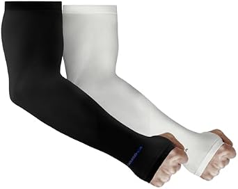 Achiou 2 Pairs Arm Sun Sleeves Compression UV Protection Cooling for Men Women Summer Sunblock, Cycling Driving Golf Running