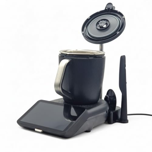 Station de Travail pour Thermomix TM7 Noir | Support Couvercle Intégré + Rangement Fouet Spatule Bouchon | Organisation Cuisine | Fabrication Française