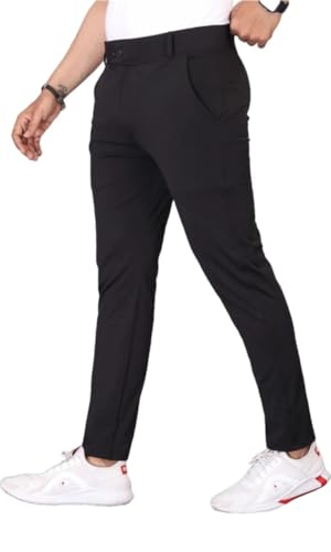 Image of Men's Premium Lycra Slim Fit Trouser Combo (Black & Silver) | Stylish Formal & Casual Pant for Men | Office