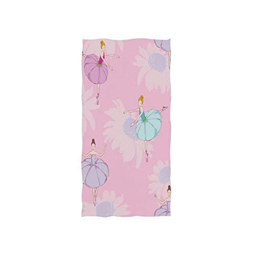 Naanle Ballerina Girl Dancer Dancing Ballet White Daisy Flower in Pink Soft Bath Towel Absorbent Hand Towels Multipurpose for Bathroom Hotel Gym and Spa 30